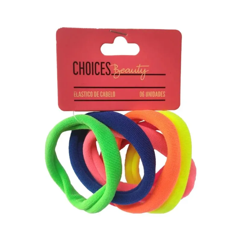 Elastico Cabelo Penduricalhos Anelado Collor Com 6 Unidades