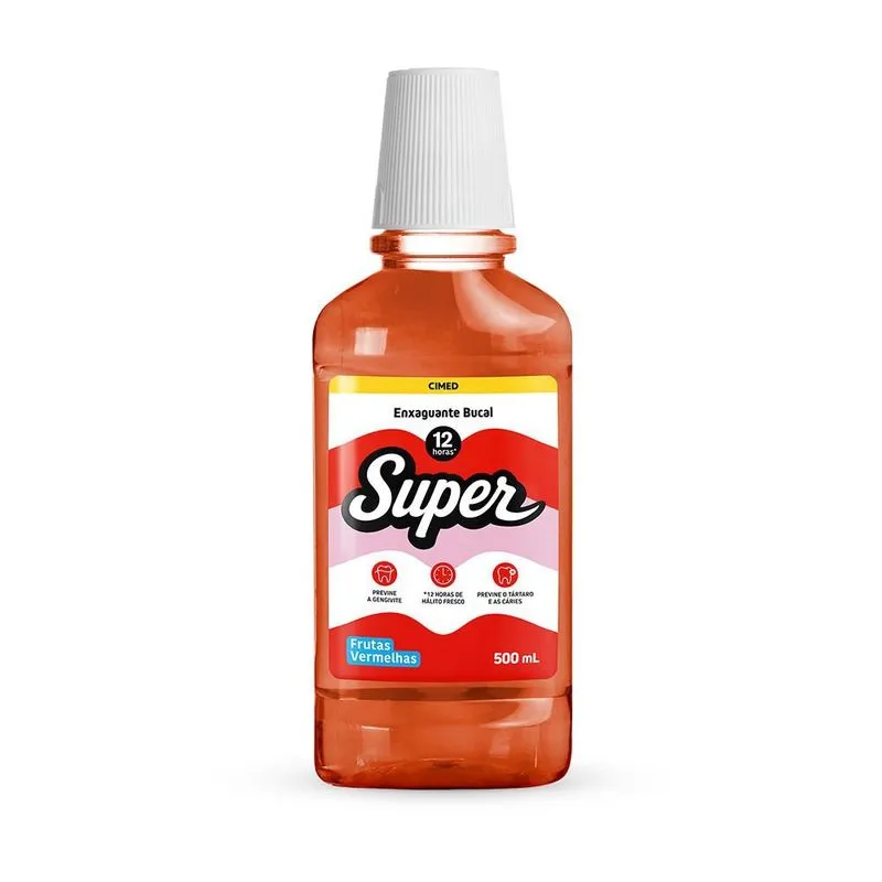 Enxaguante Bucal Super 12h Frutas Vermelhas e Menta 500ml