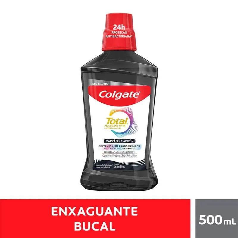 Enxaguante Bucal Colgate Total Multibenefício Carvão Ativado 500ml