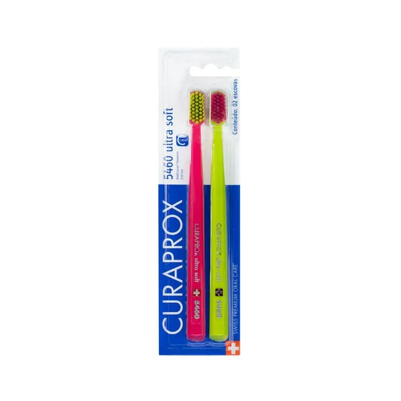 Escova Dental Curaprox 5460 Ultra Soft Cerdas Ultra Macia Cores Sortidas 2 Unidades