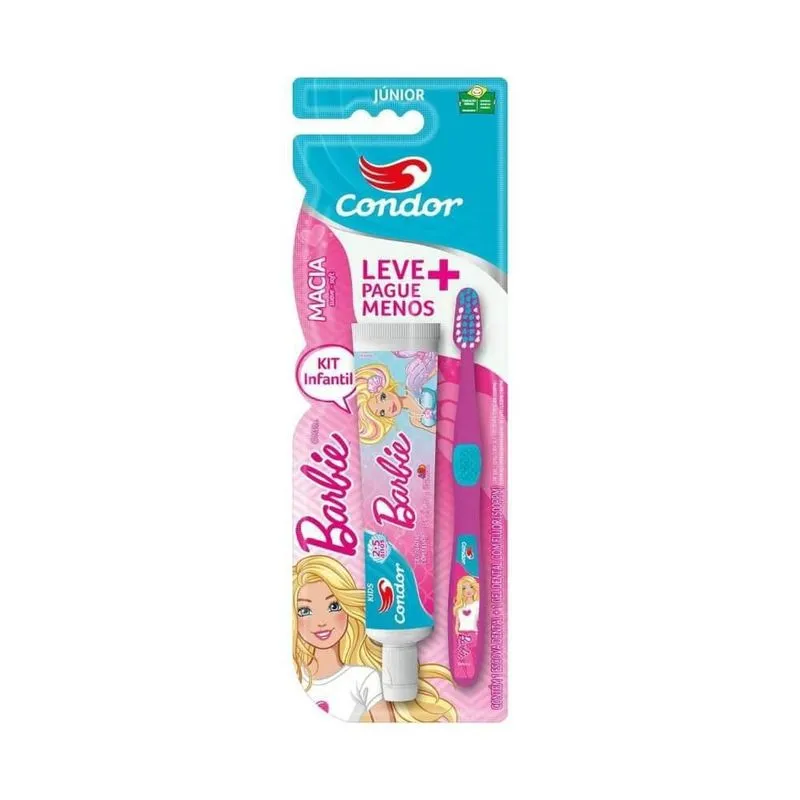 Escova de Dente Condor Júnior Barbie + Gel Dental Ref. 8160-0