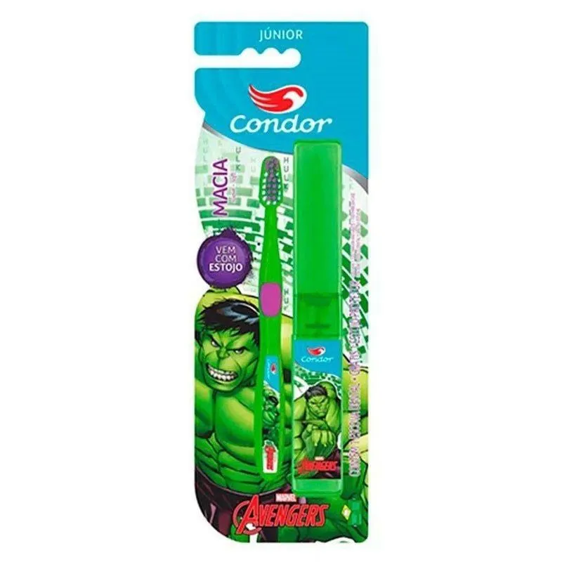 Escova de Dente Macia Júnior Condor Avengers com Estojo