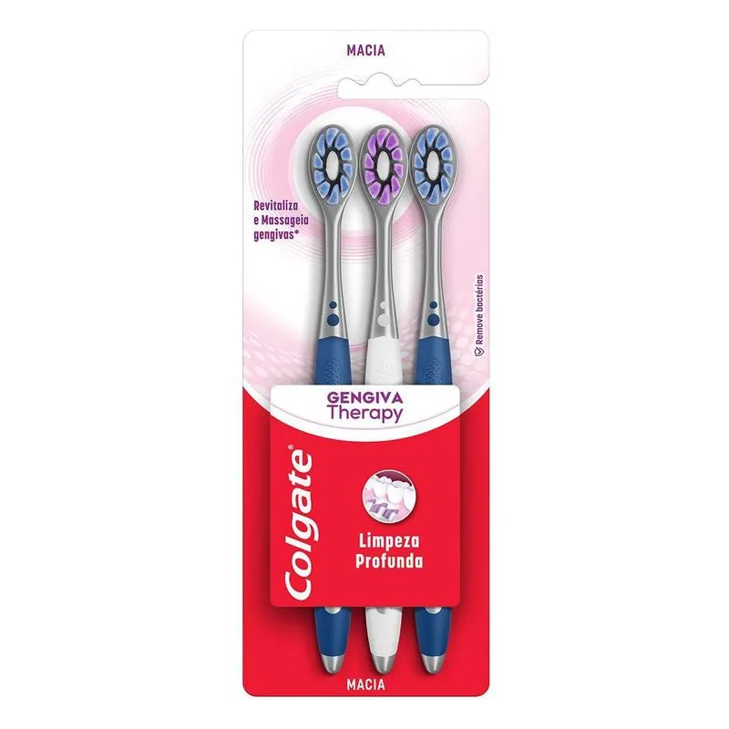 Escova Dental Colgate Gengiva Therapy Cerdas Macia Cores Sortidas 3 Unidades