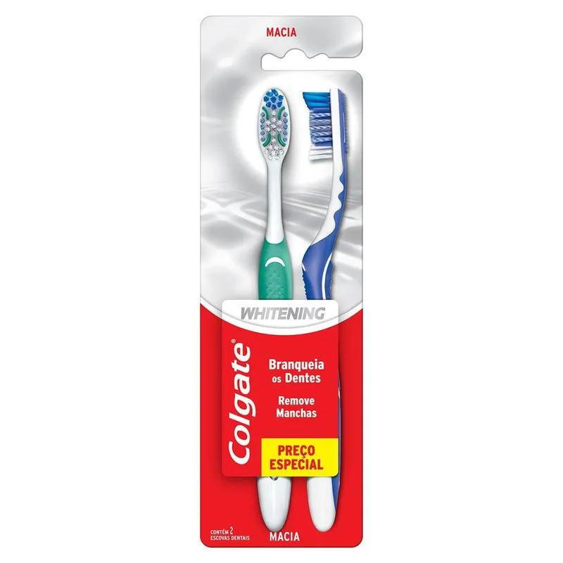 Escova Dental Colgate Whitening Cerdas Macias 2 Unidades