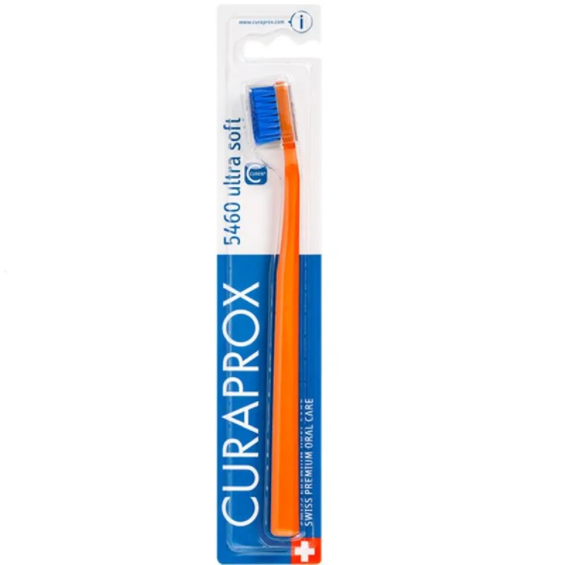 Escova Dental Curaprox 5460 Ultra Soft Cerdas Ultra Macia Laranja e Azul 1 Unidade