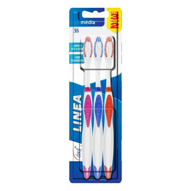 Escova Dental Dauf Linea Média Leve 3 Pague 2