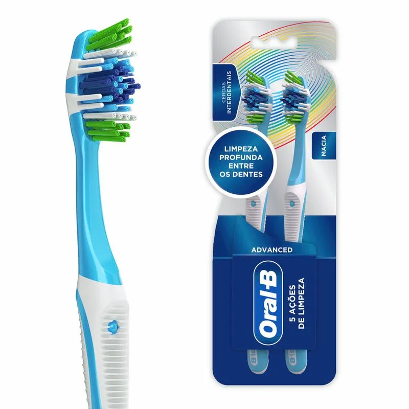 Escova Dental Oral-B Complete 5 Ações de Limpeza Cerdas Interdentais Macia Cores Sortidas 2 Unidades