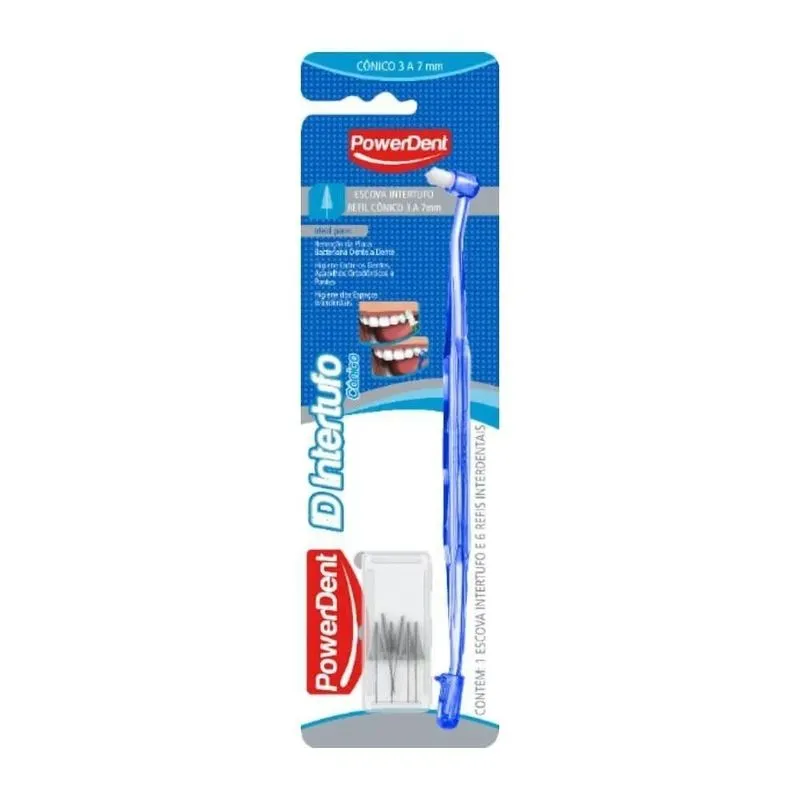 Escova Dental Powerdent Intertufo Cônica 3mm a 7mm c/ 6 Refis