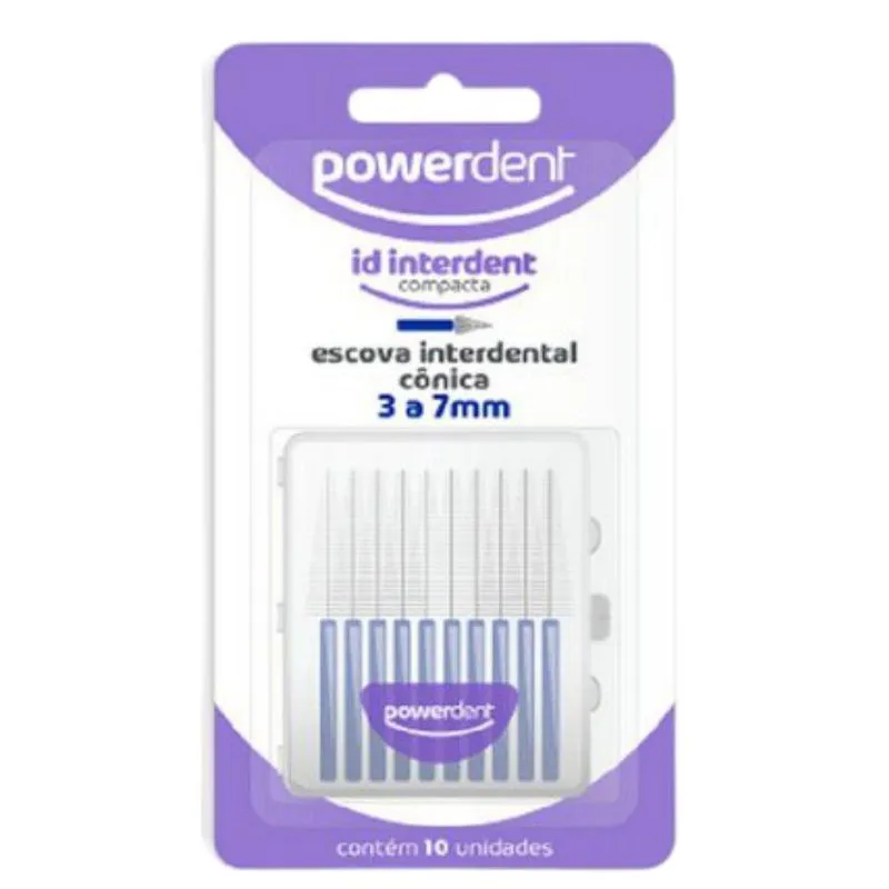 Escova Powerdent Interdental Cônica 3 a 7mm Azul (10 Unidades) - R:1240