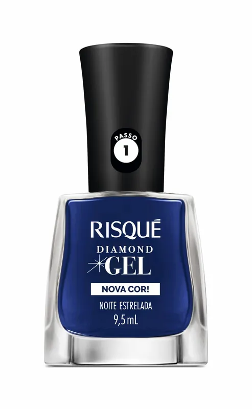 Esmalte Azul Risqué Diamond Gel Noite Estrelada Cremoso 9,5ml