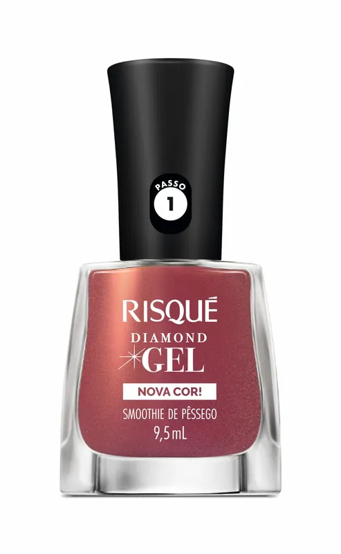Esmalte Coral Risqué Diamond Gel Smoothie De Pêssego Cremoso 9,5ml