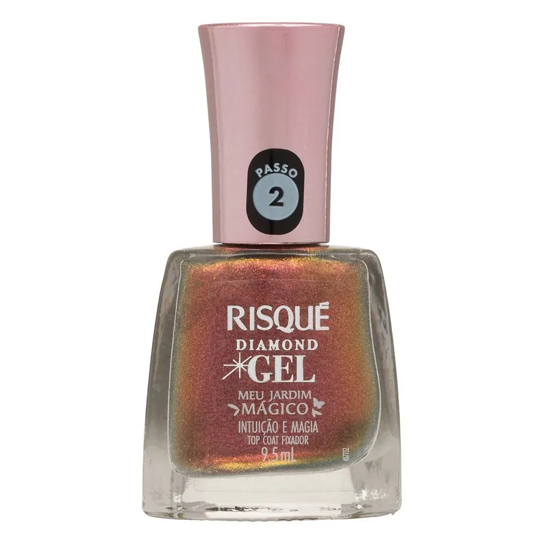 Esmalte Risqué Diamond Gel Top Coat Fixador Meu Jardim Mágico Intuição e Magia Efeito Cintilante 9,5ml