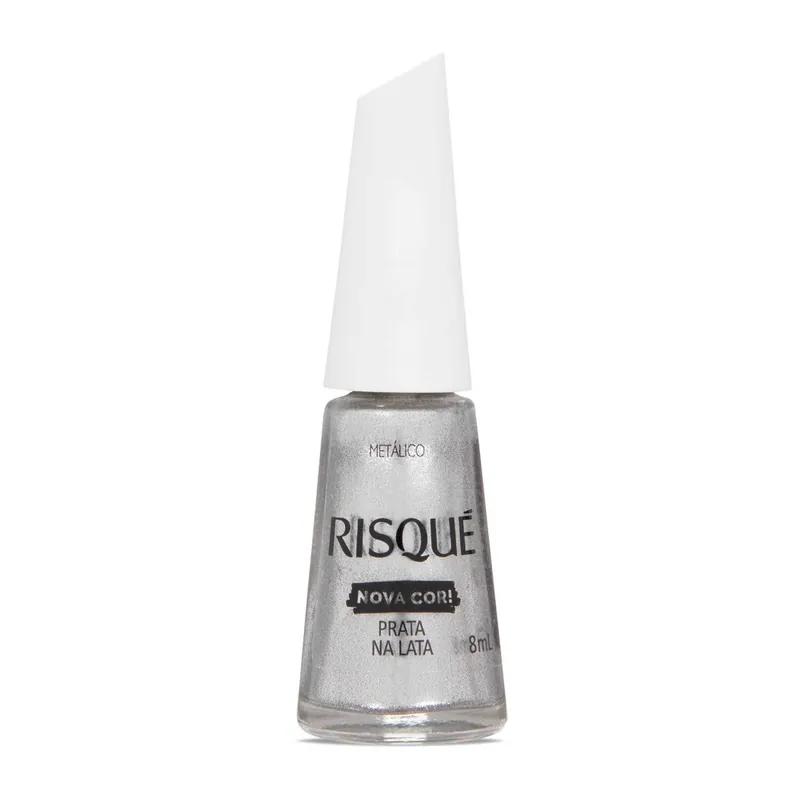 Esmalte Risqué Prateado Prata Na Lata Metálico 8ml