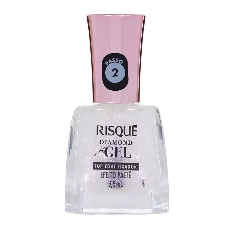Esmalte Risqué Diamond Gel Top Coat Fixador Efeito Paetê 9,5ml