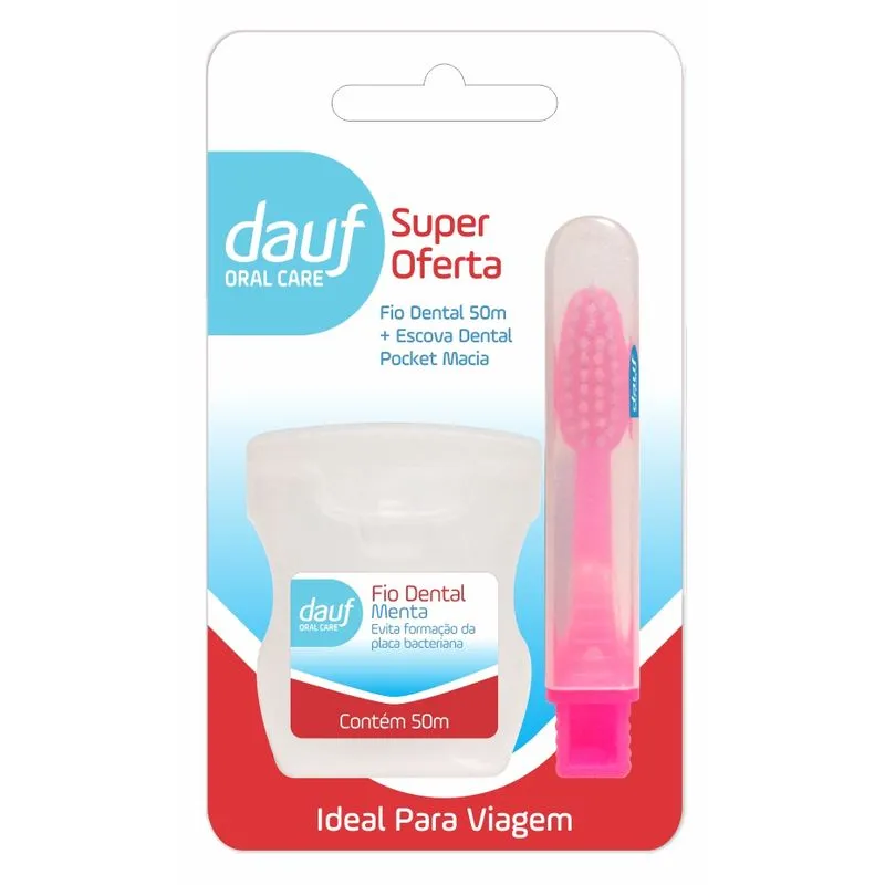 Kit Dauf Fio Dental 50m + Escova Dental Pocket Super Oferta