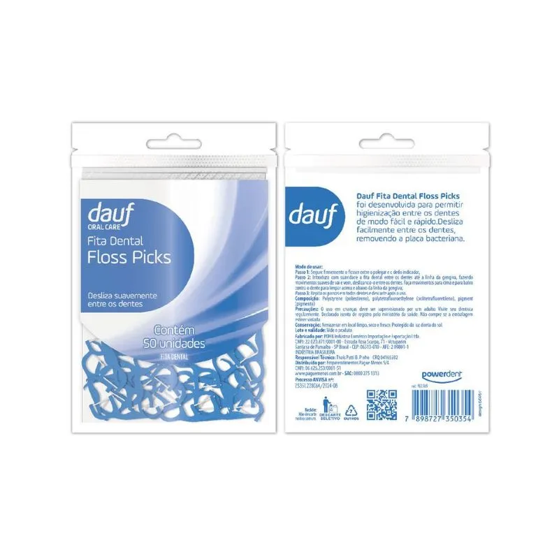 Fita Dental Dauf Floss Picks 50 Unidades