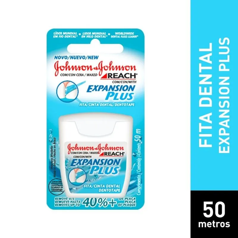 Fio Dental Reach Essencial Expansion Plus Com Cera Sabor Menta 50 metros