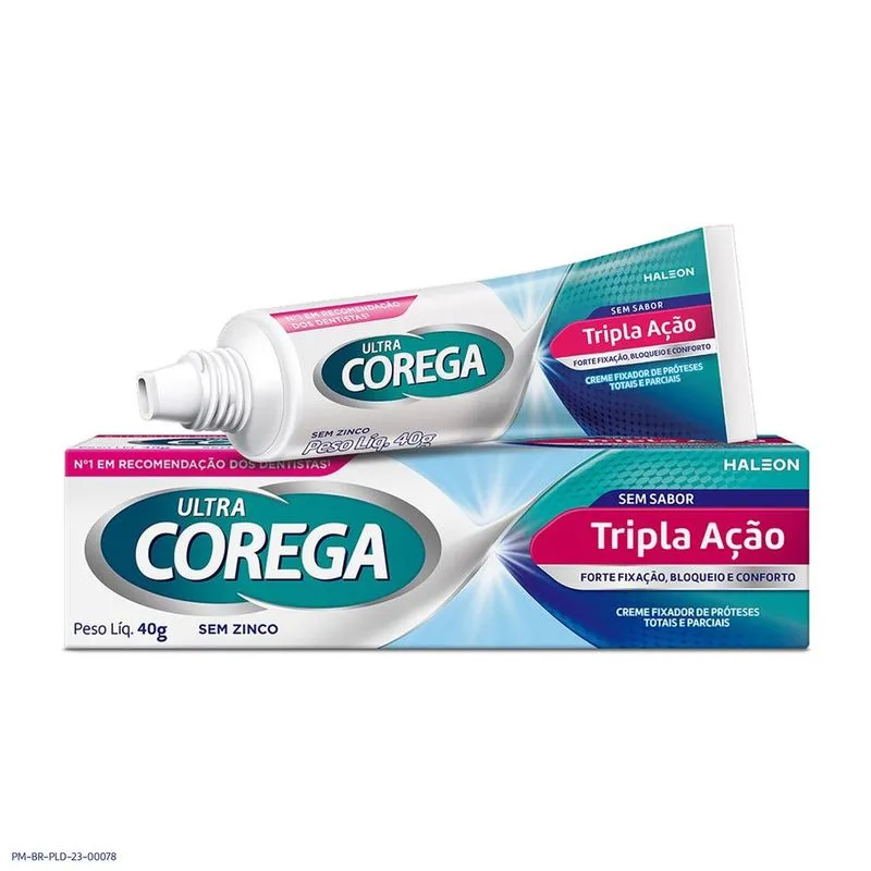 Fixador de Prótese Ultra Corega Tripla Ação Sem Sabor Creme 40g