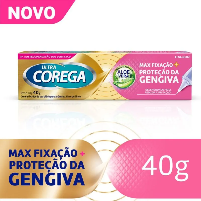 Fixador De Prótese Ultra Corega Max Fixação + Proteção Da Gengiva Aloe Vera 40g