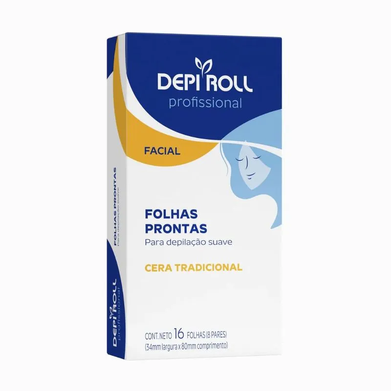 Folhas Depilatórias Depiroll Profissional Facial Tradicional 16 Unidades