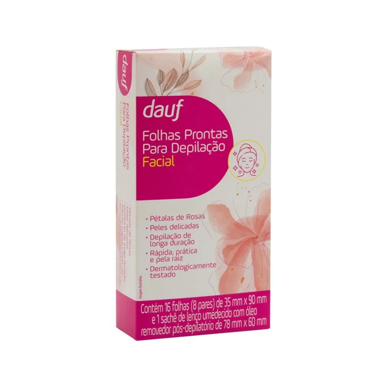 Folhas Prontas Dauf Para Depilação Facial Pétalas De Rosas 16 Unidades
