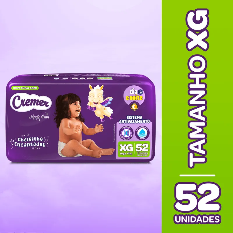 Fralda Cremer Magic Care Dia e Noite XG 52 Unidades