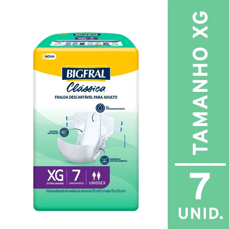 Fralda Descartável Bigfral Adulto Clássica Unissex Xg 7un