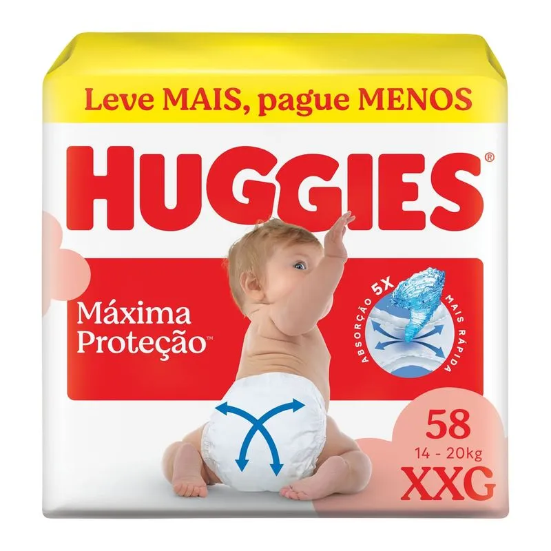 Fralda Huggies Máxima Proteção XXG 58 Unidades