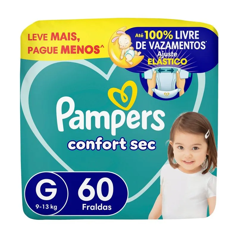 Fralda Descartável Pampers Confort Sec Tamanho G 60 Unidades