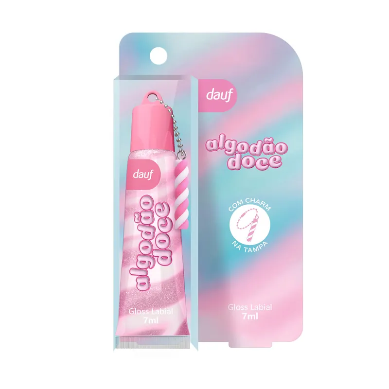 Gloss Labial Dauf Algodão Doce Com Pingente Rosa 7ml
