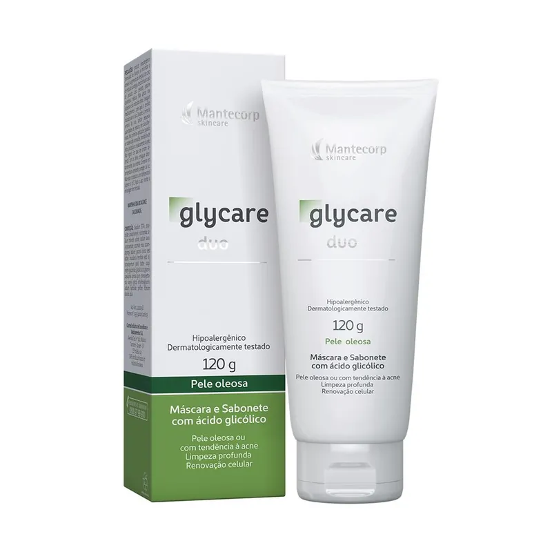 Sabonete e Máscara Facial Mantecorp Skincare Glycare Duo Ácido Glicólico e Niacinamida 120g
