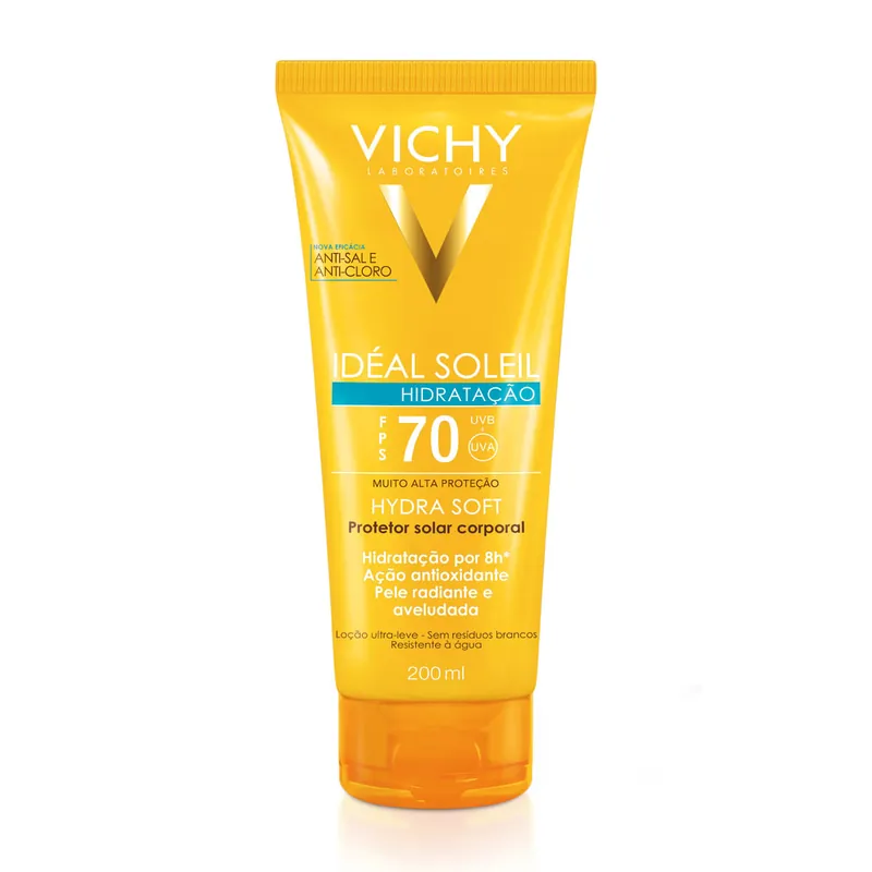 Protetor Solar Vichy Ideal Soleil Hydra Soft FPS70 Hidratação 200ml