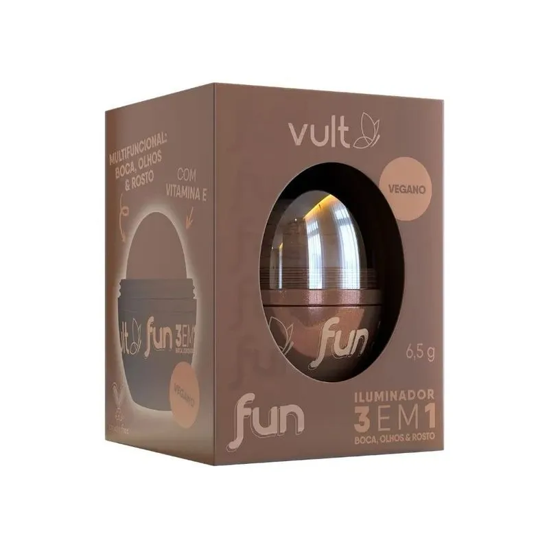 Iluminador Facial Fun Dourado Radiante 3 em 1 Vult 6,5g