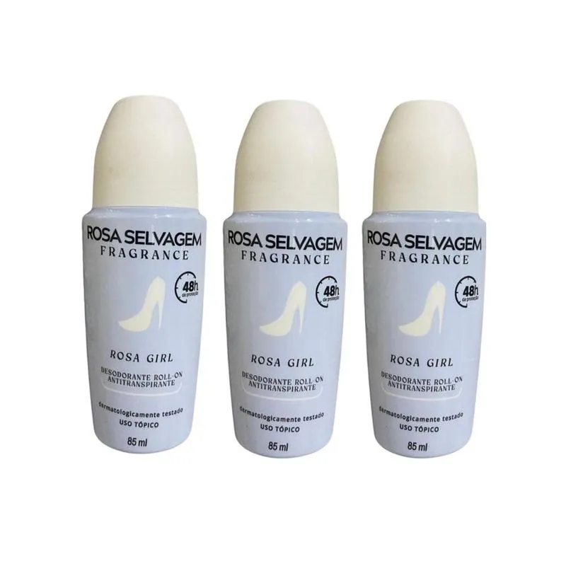 Kit 3 Desodorante Roll-On Rosa Girl - Rosa Selvagem