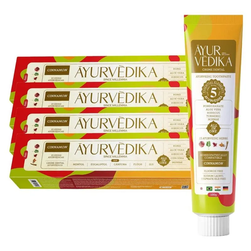Kit 4 Creme Dental Ayurvédika Sem Flúor Cinnamon Natural 100g