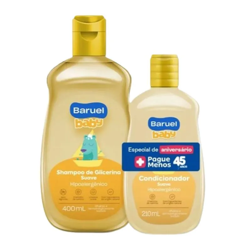 Kit Baruel Baby Shampoo De Glicerina Suave 400ml + Condicionador Suave 210ml Oferta Especial 45 Anos