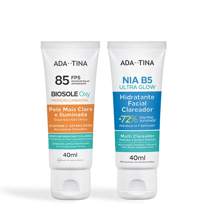 Kit Biosole Oxy FPS 85 e Nia B5 Ultra Glow Clareador Ada Tina