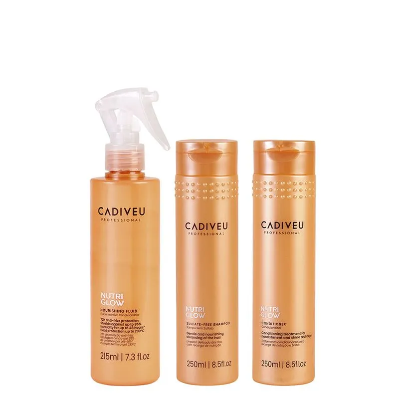 Kit Cadiveu Nutri Glow - Shampoo 250ml + Condicionador 250ml + Fluído 215ml