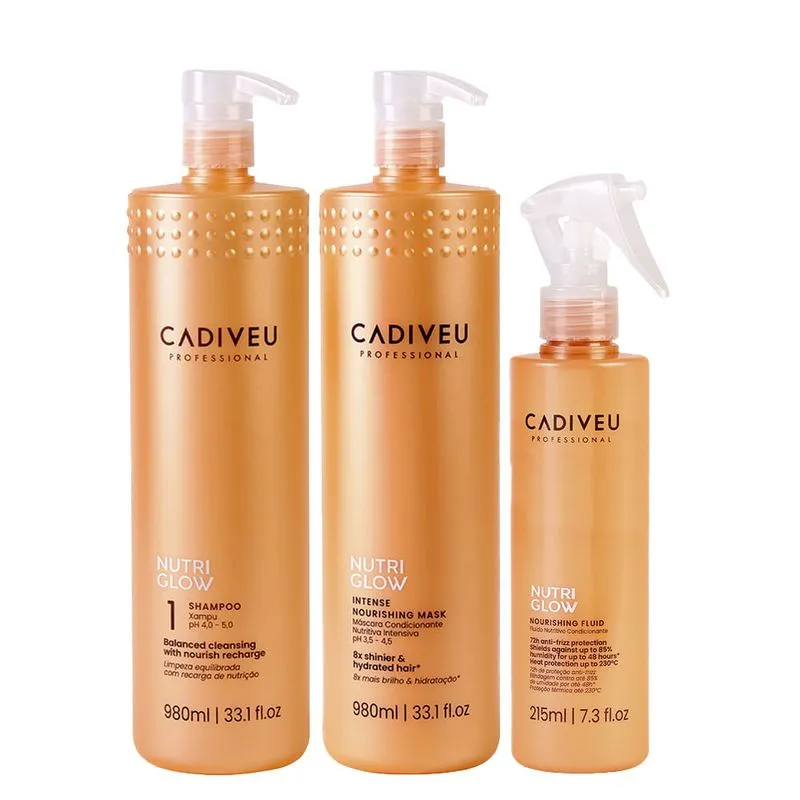 Kit Cadiveu Nutri Glow - Shampoo 980 ml + Máscara de Nutrição 980 ml + Leave-in 215 ml