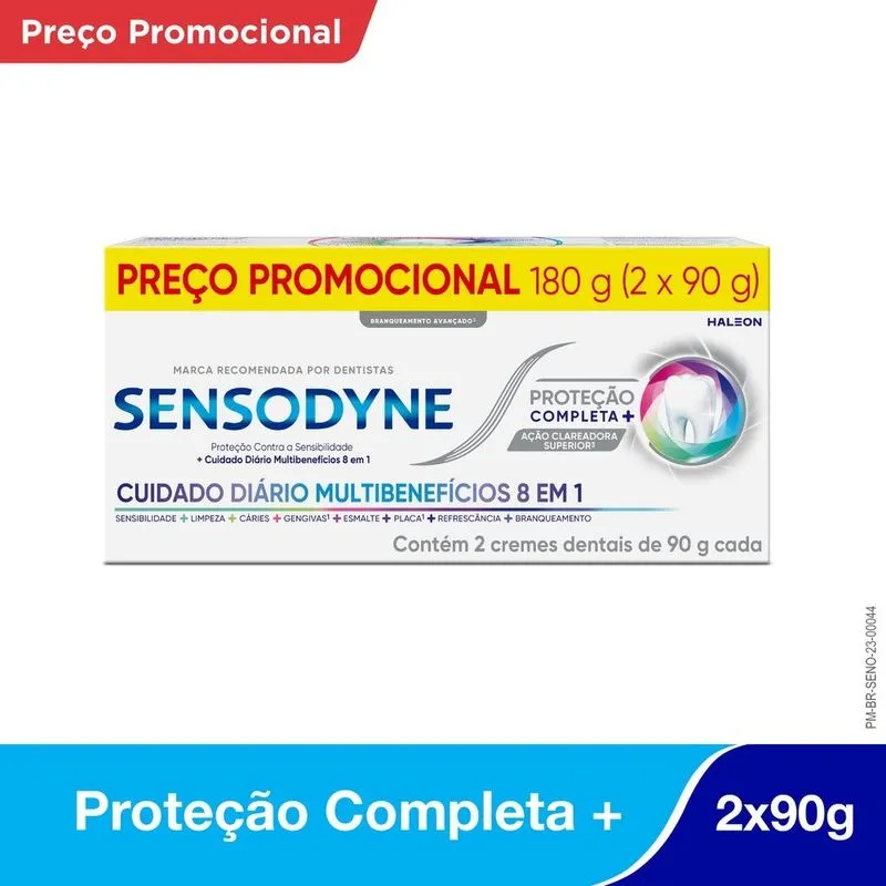 Kit Creme Dental Sensodyne Proteção Completa + Ação Clareadora Superior para Dentes Sensíveis 90g 2 Unidades