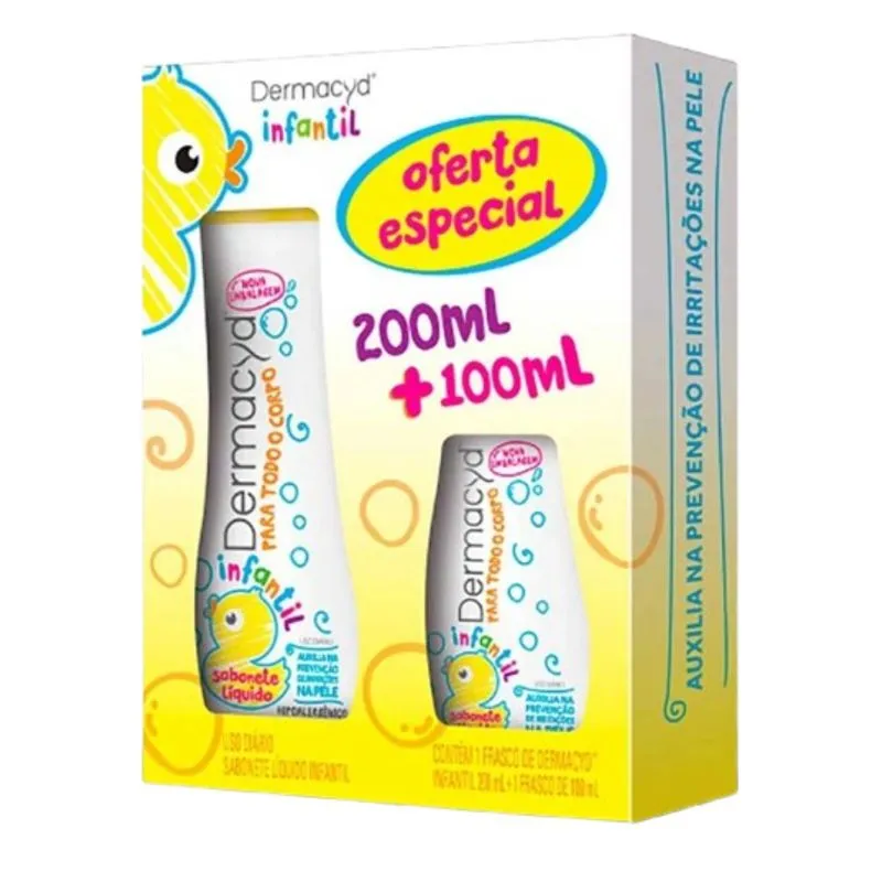 Kit Sabonete Líquido Infantil Dermacyd 200ml 1 Uni + Sabonete Líquido 100ml 1 Uni Oferta Especial 300ml