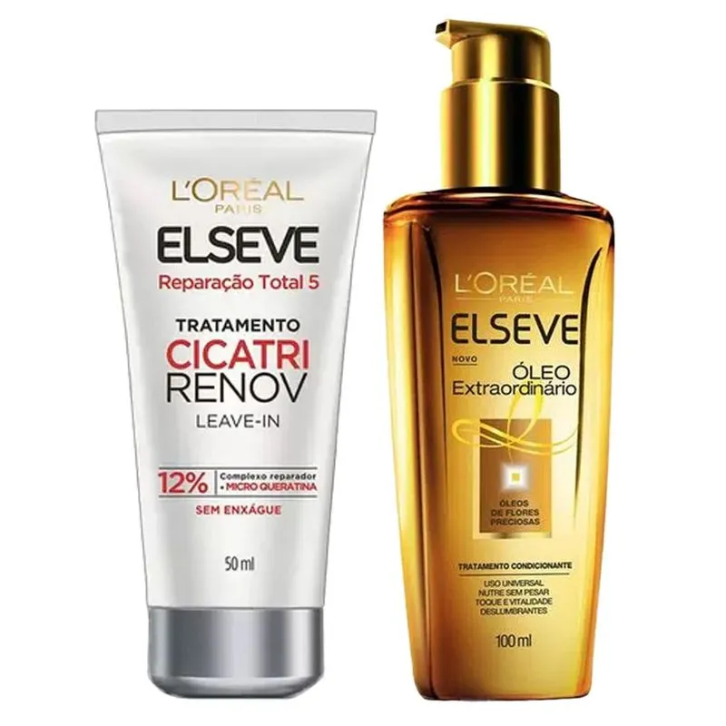 Kit Elseve Leave-In Cicatri Renov 50ml + Óleo Extraordinário 100ml