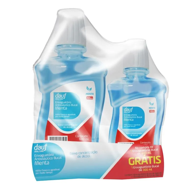 Kit Enxaguatório Antisséptico Bucal Dauf Menta Compre 600ml Ganhe 300ml