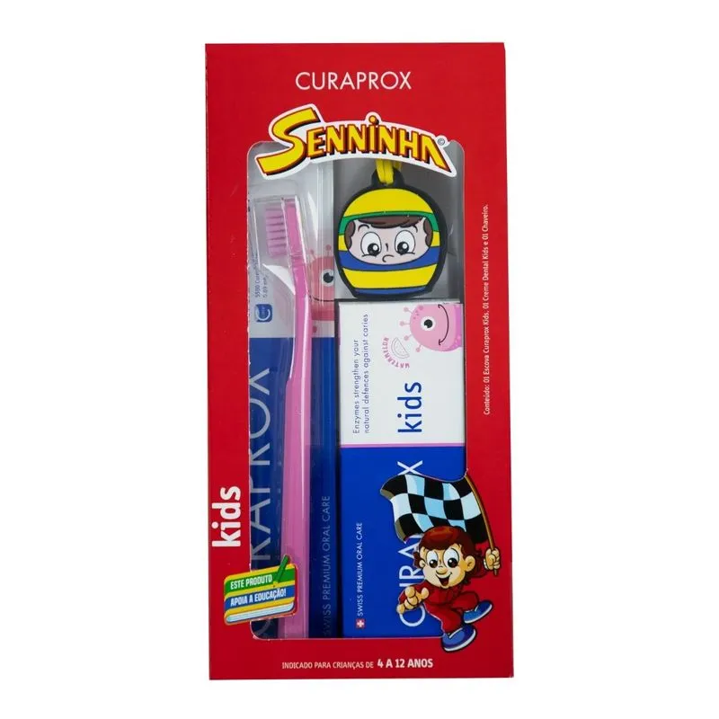 Kit Kids Curaprox Escova Dental Infantil Kids 1 Uni + 1 Creme Dental Infantil Kids Sabor Melancia Baby 60ml 1 Uni + Chaveiro