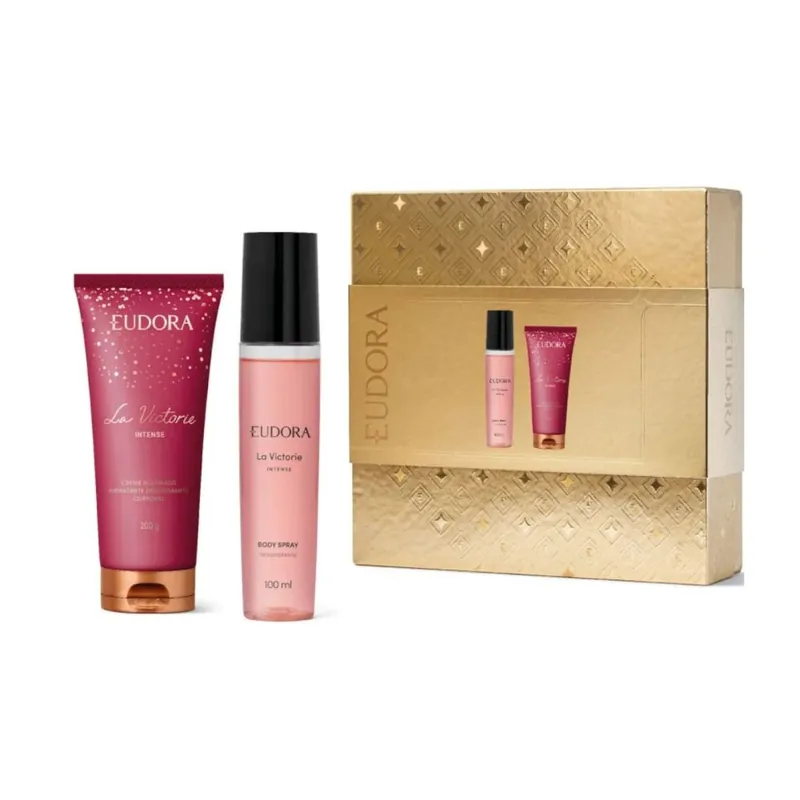 Kit Eudora Hidratante Corporal Eudora La Victorie Intense 200g 1 Uni + Colônia Eudora La Victorie Intense Body Spray 100ml 1 Uni