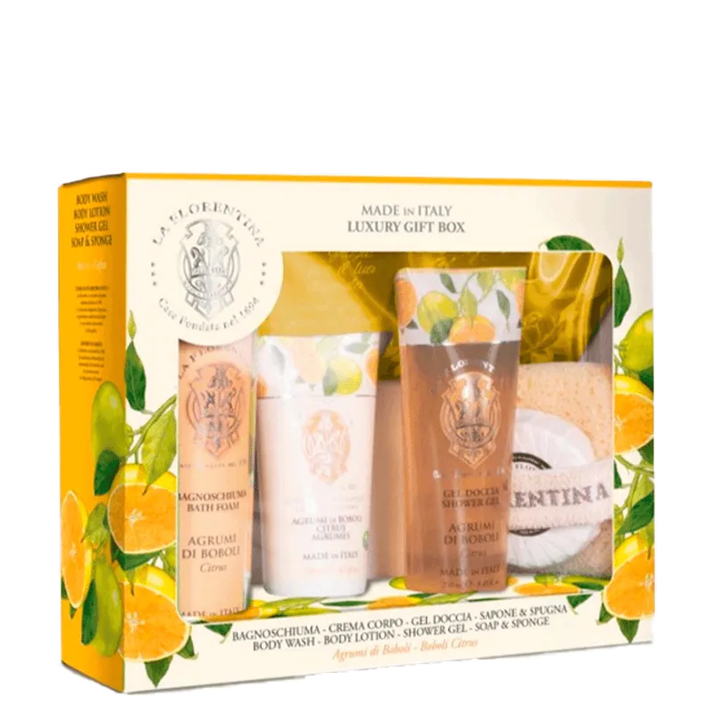 Kit Florentina Spa Bob Citrus - Sabonete Liquido 500ml + Shower Gel 200ml + Body Lotion 200ml + Sabonete 115g + Esponja de Banho