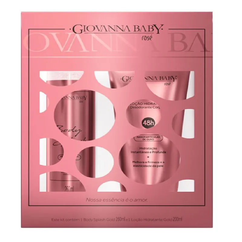 Kit Colônia Giovanna Baby Rosé Body Splash 260ml 1 Unidade + Loção Hidratante Giovanna Baby Rosé 200ml 1 Unidades