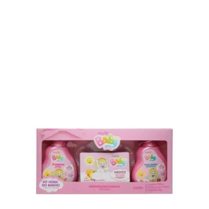 Kit Hora do Banho Muriel Baby Menina Shampoo + Condicionador + Sabonete