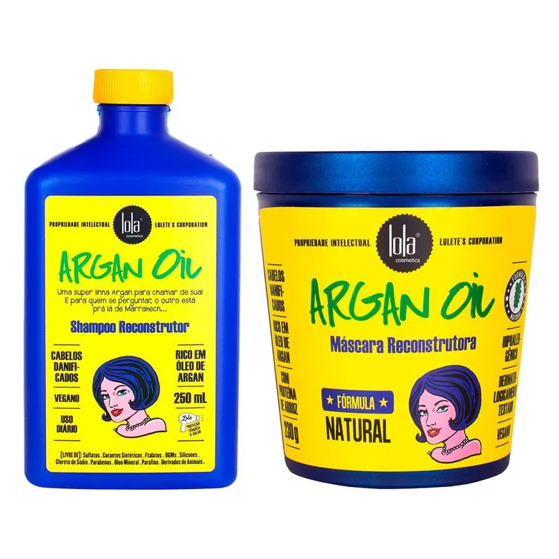 Kit Lola Cosmetics Reconstrução Argan Oil - Shampoo 250 ml + Máscara de Reconstrução 230 g