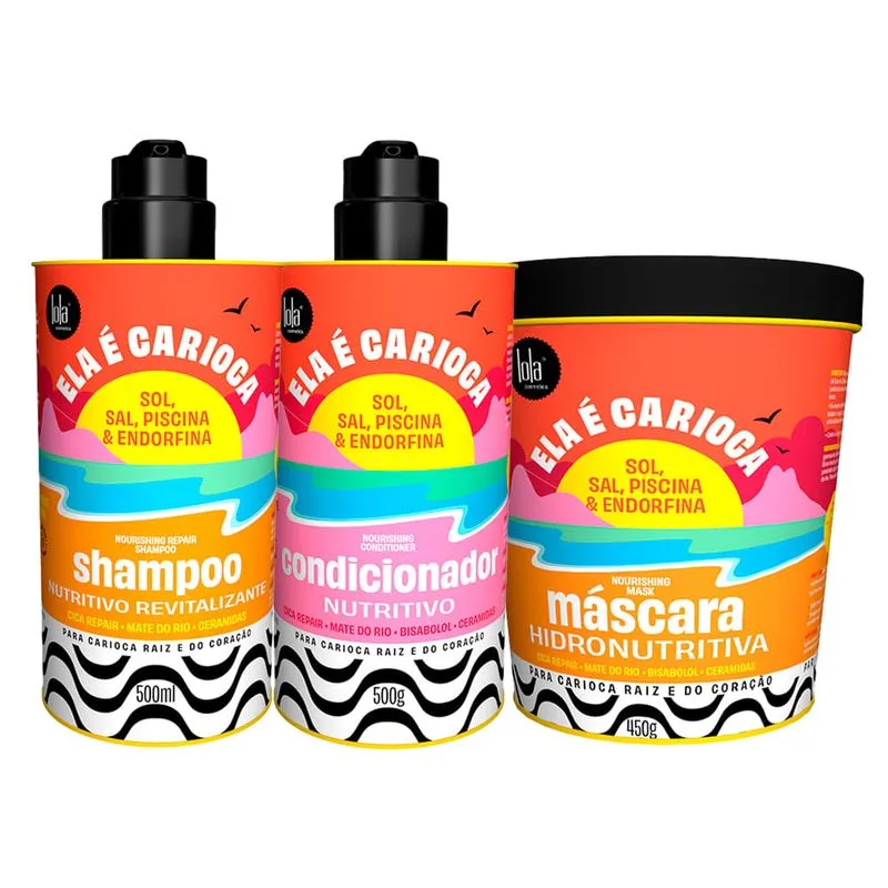 Kit Lola Ela é Carioca - Shampoo 500 Ml + Condicionador 500 g + Máscara 450 g